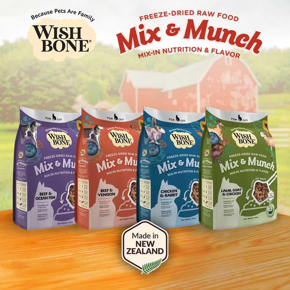 Wishbone Mix & Munch Beef & Venison Grain-Free Freeze-Dried Raw Food Cat Food Topper 350g