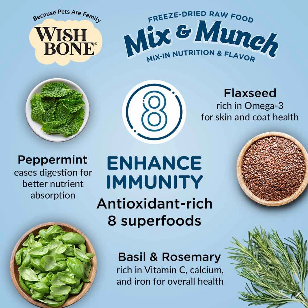 Wishbone Mix & Munch Chicken & Rabbit Grain-Free Freeze-Dried Raw Food Dog Food Topper 350g