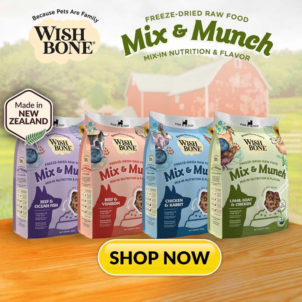Wishbone Mix & Munch Lamb, Goat & Chicken Grain-Free Freeze-Dried Raw Food Dog Food Topper 350g