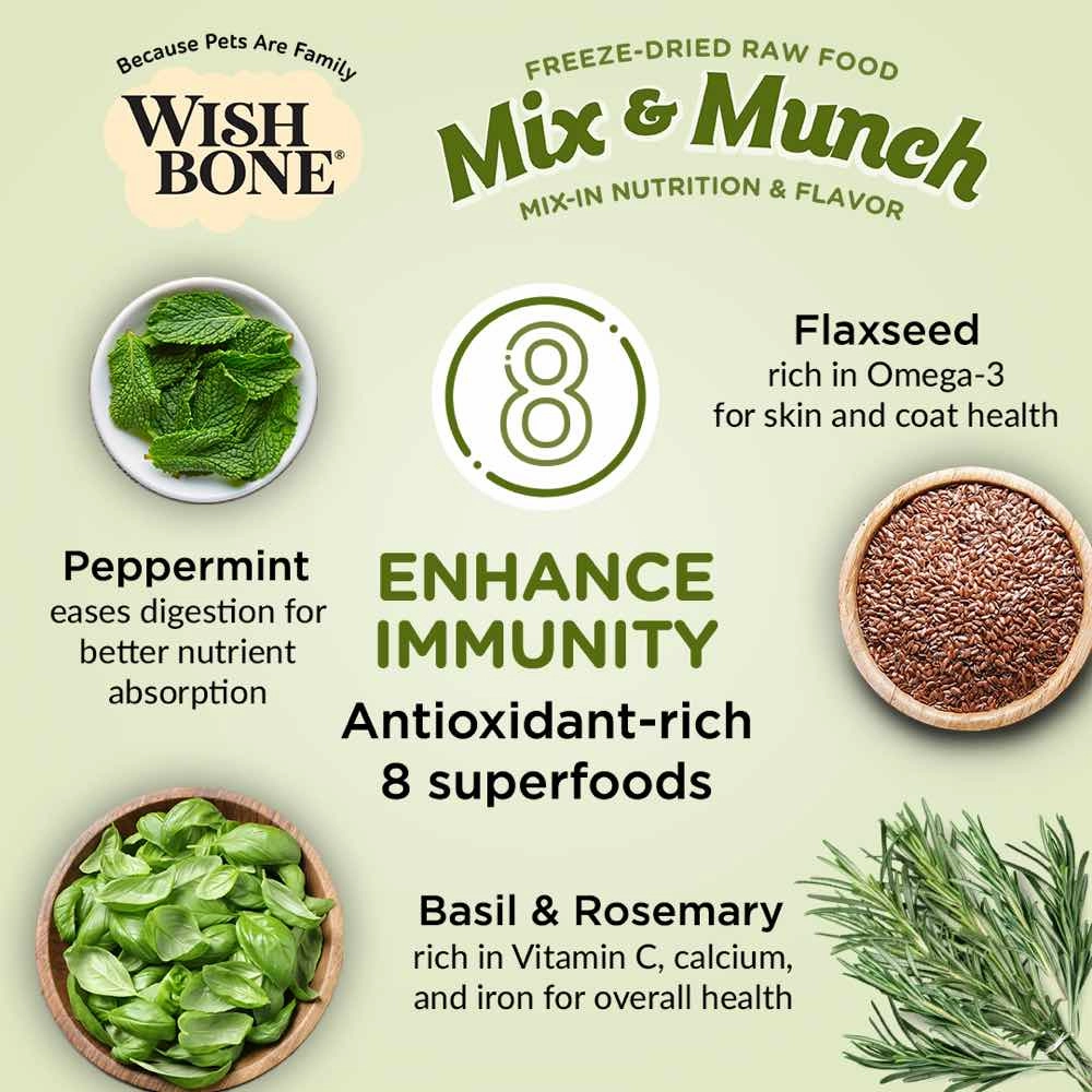 Wishbone Mix & Munch Lamb, Goat & Chicken Grain-Free Freeze-Dried Raw Food Dog Food Topper 350g