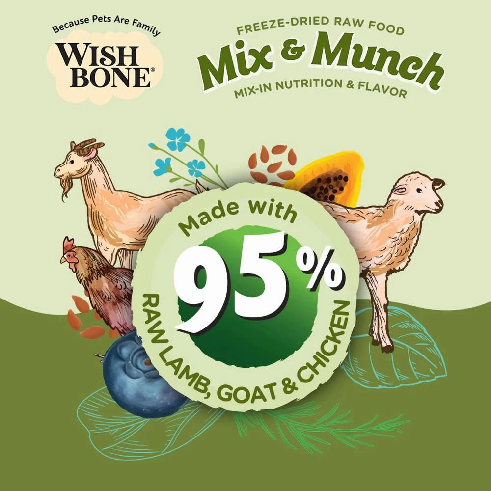 Wishbone Mix & Munch Lamb, Goat & Chicken Grain-Free Freeze-Dried Raw Food Dog Food Topper 350g