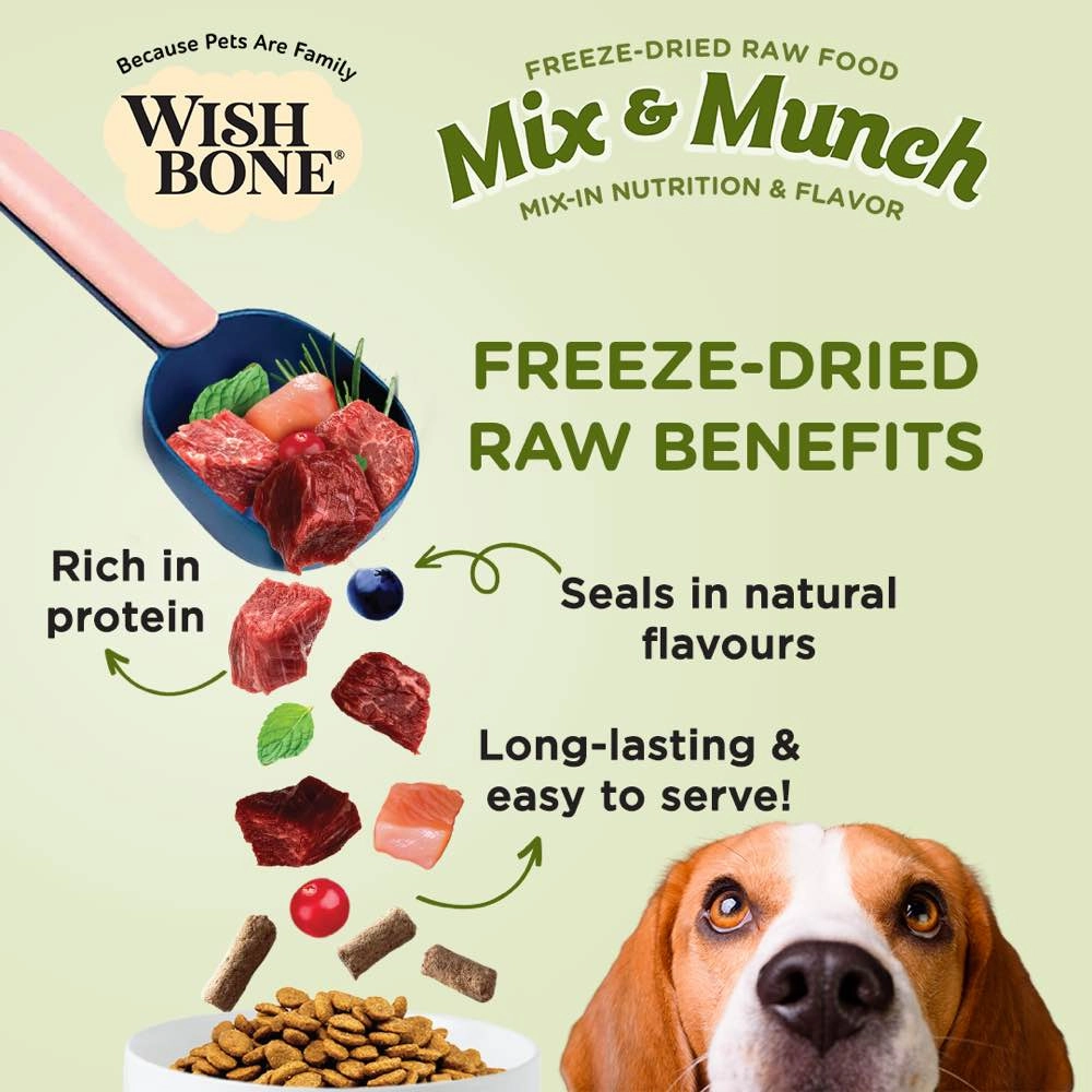 Wishbone Mix & Munch Lamb, Goat & Chicken Grain-Free Freeze-Dried Raw Food Dog Food Topper 350g