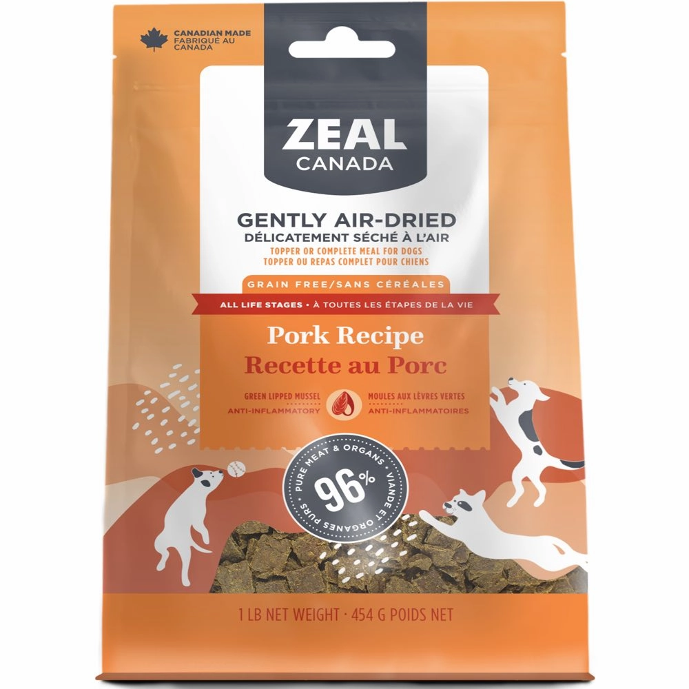 Zeal Canada Gently Air-Dried Pork Recipe Dry Dog Food 1lb (Exp 20Jan2026)