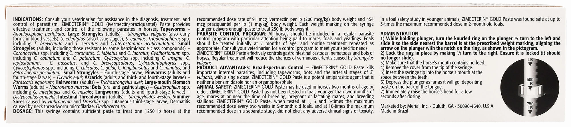 Zimecterin Gold Horse Wormer (Paste), 1-dose
